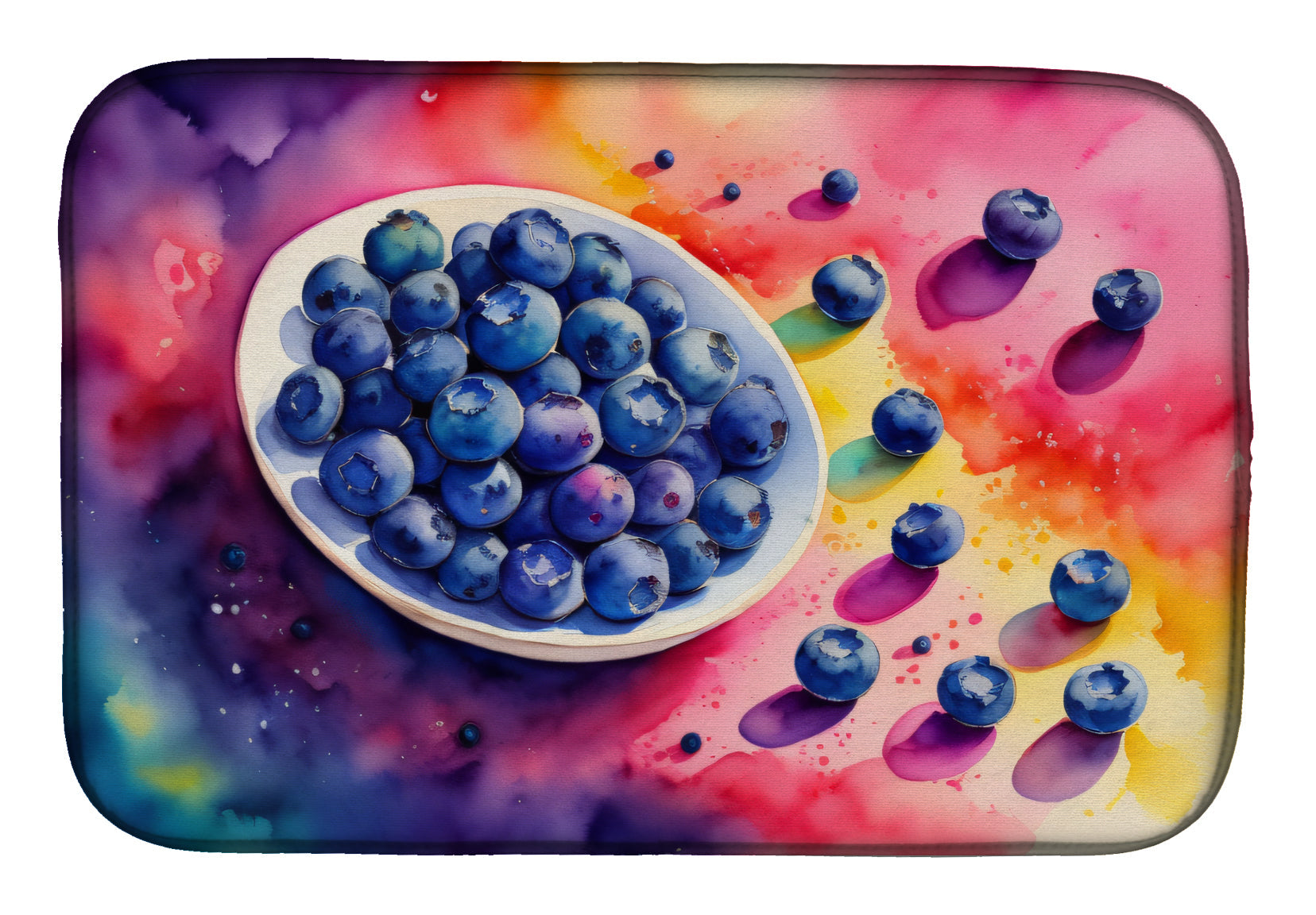 Colorful Blueberries Dish Drying Mat