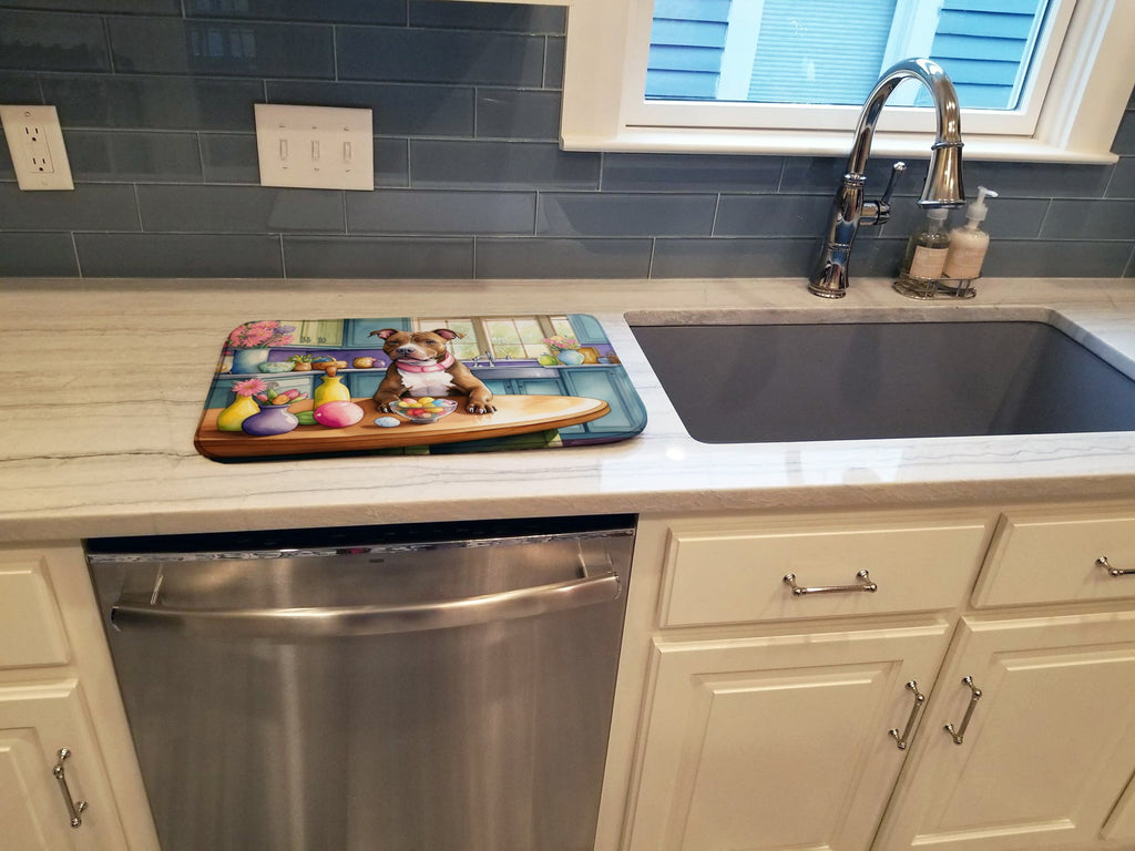Decorating Easter Pit Bull Terrier Dish Drying Mat