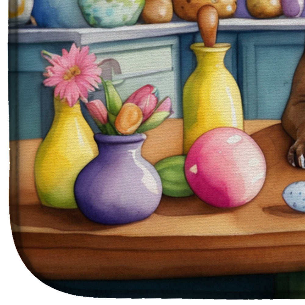 Decorating Easter Pit Bull Terrier Dish Drying Mat