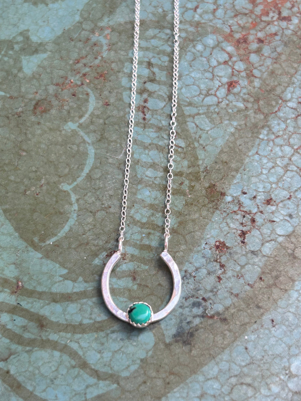 Lucky Horseshoe Charm Necklace - Turquoise