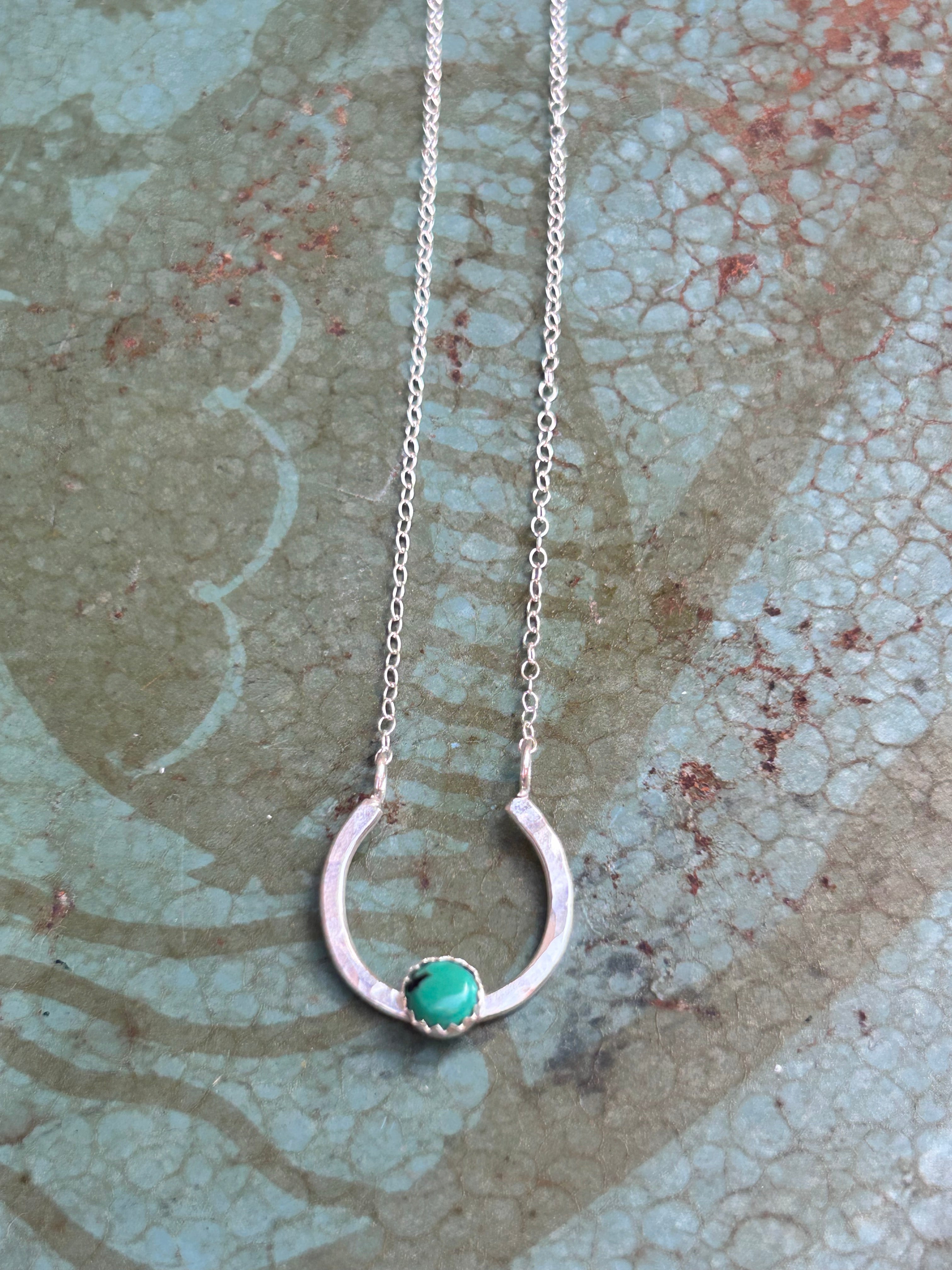 Lucky Horseshoe Charm Necklace - Turquoise