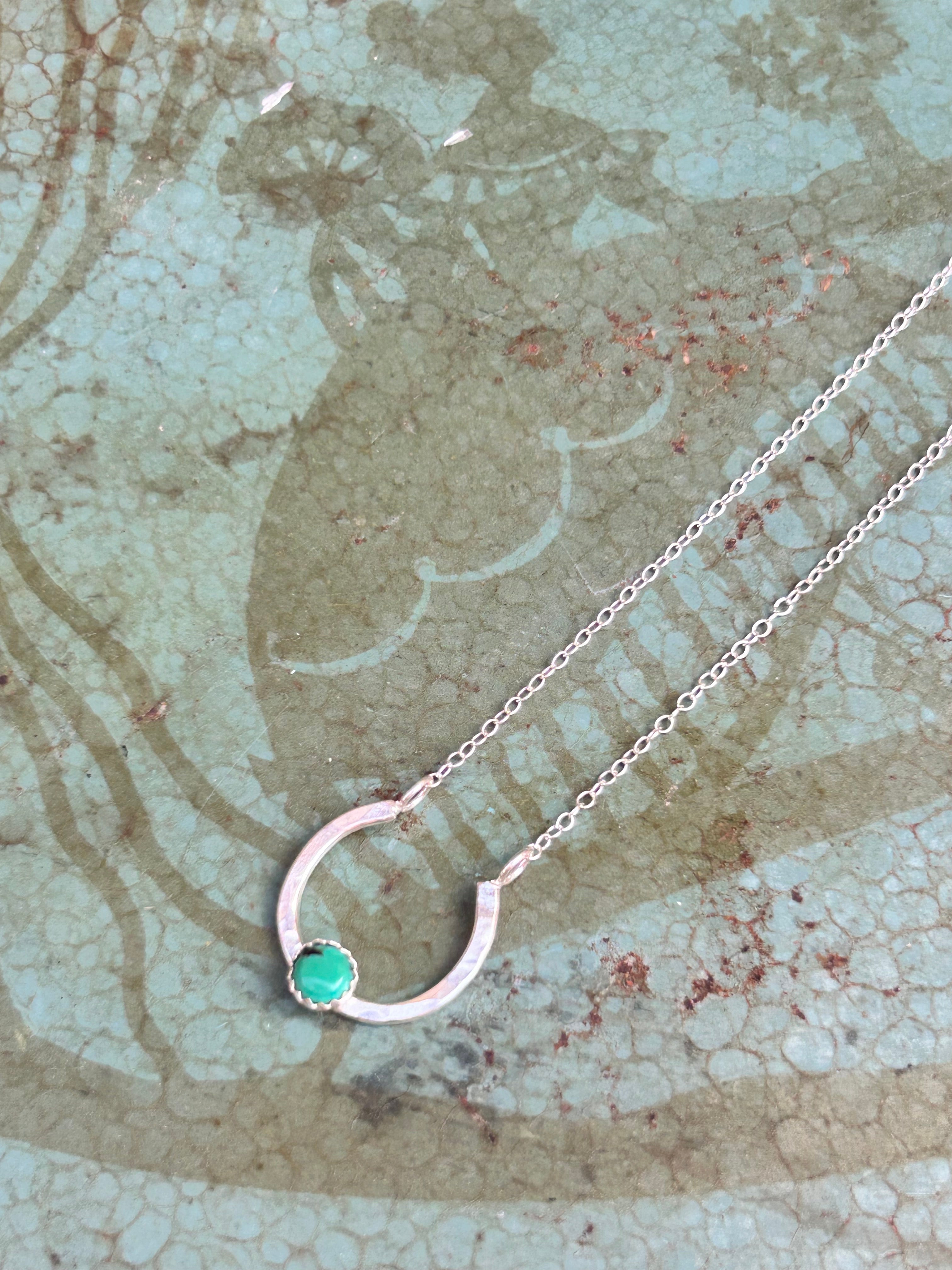 Lucky Horseshoe Charm Necklace - Turquoise
