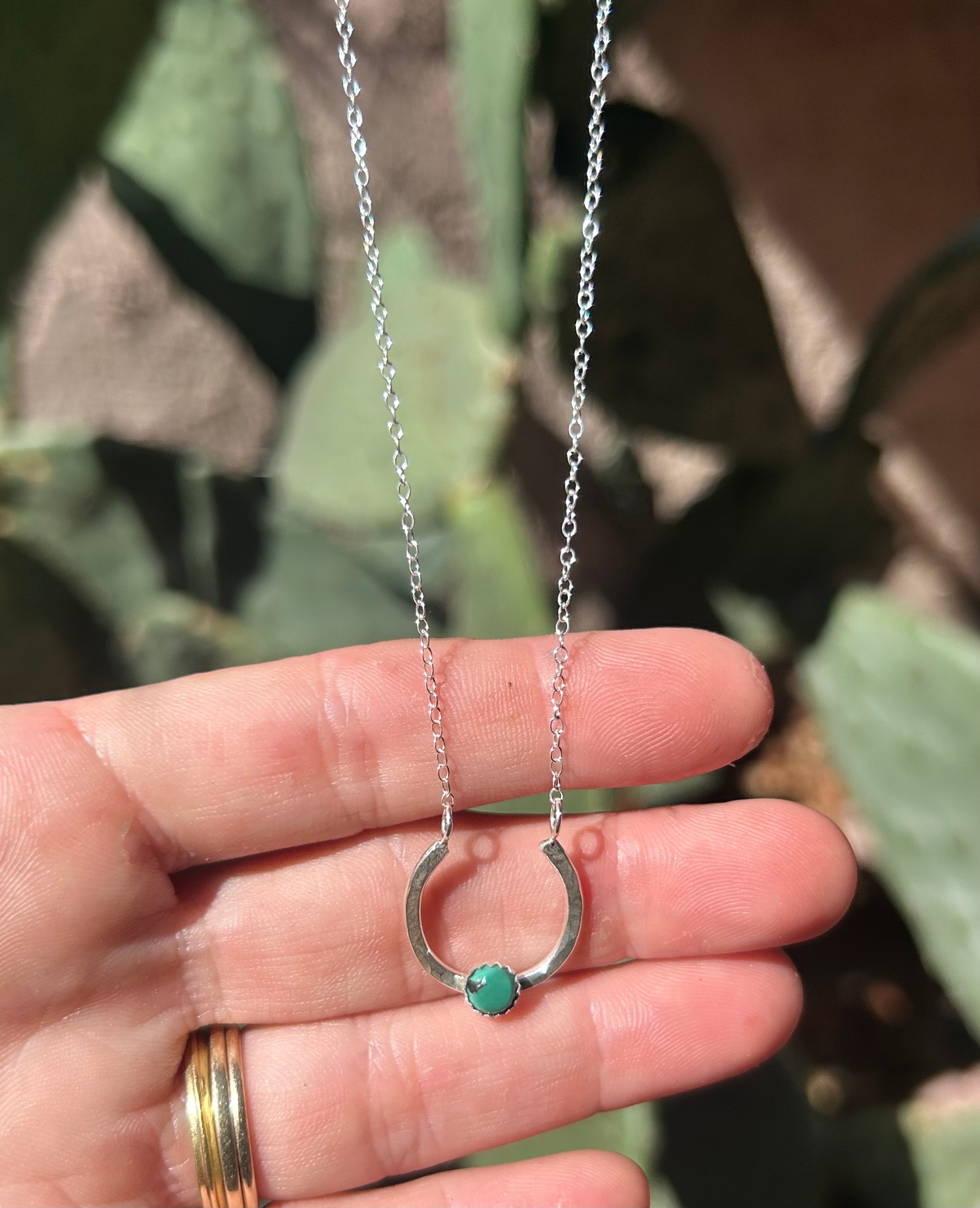 Lucky Horseshoe Charm Necklace - Turquoise