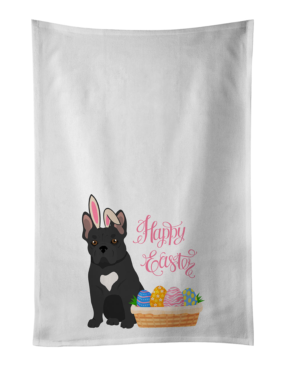 Black French Bulldog Easter Kitchen Towel Set of 2
