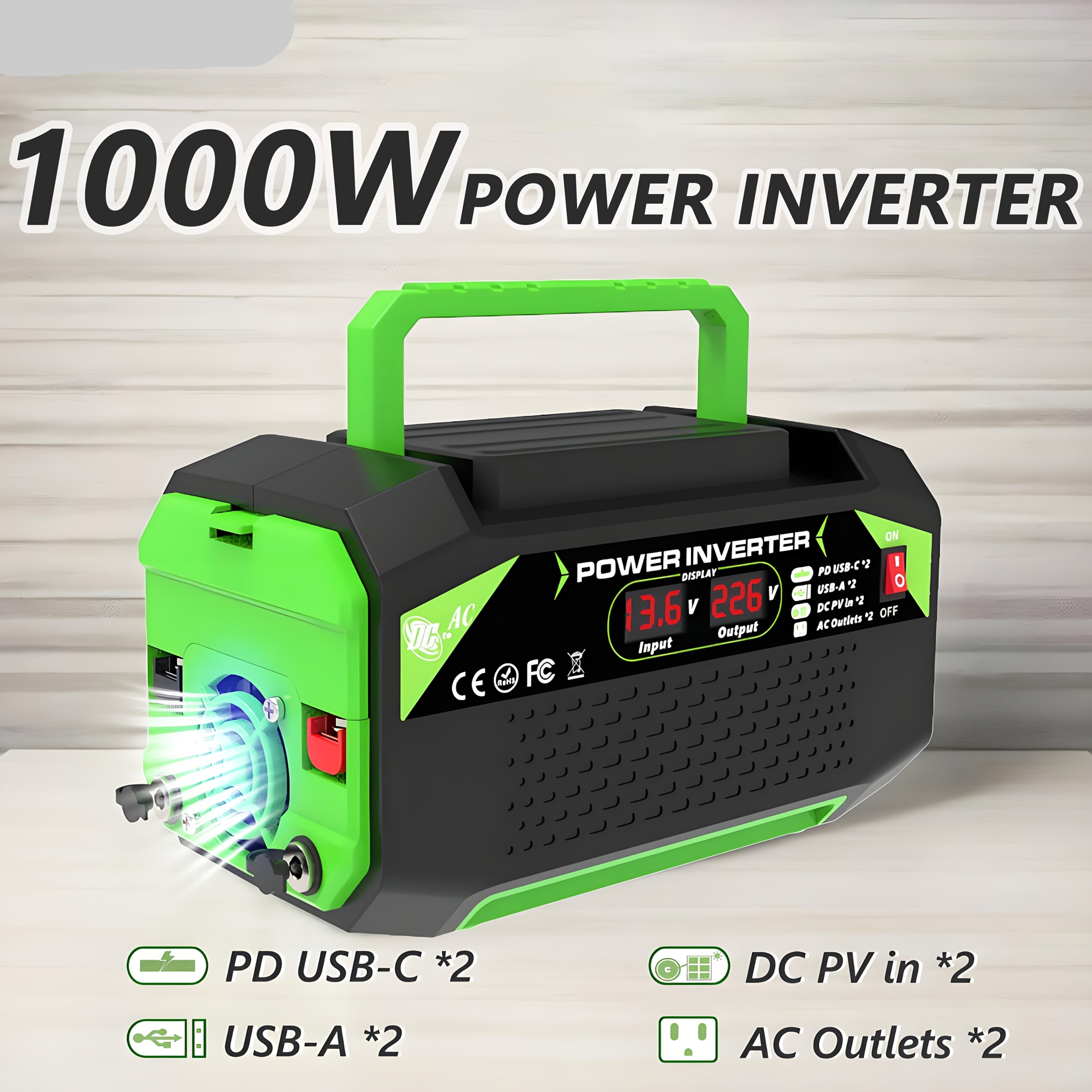Car Power Inverter DC 12V to AC 220V